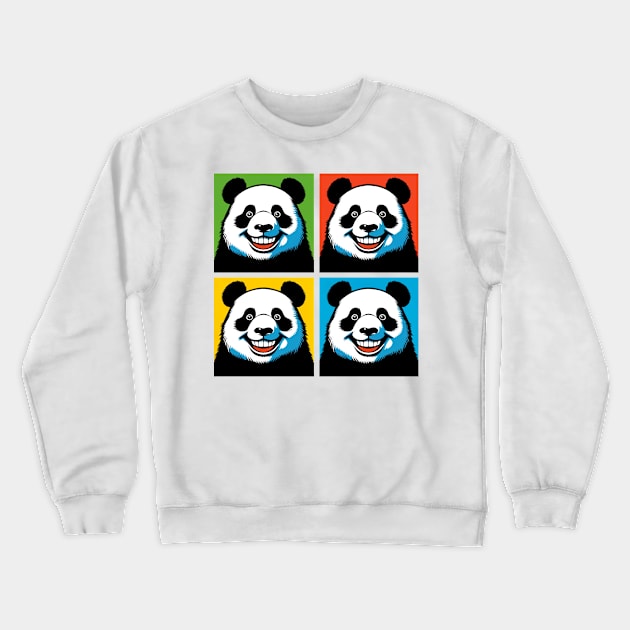 Pop Grin Panda - Funny Panda Art Crewneck Sweatshirt by PawPopArt